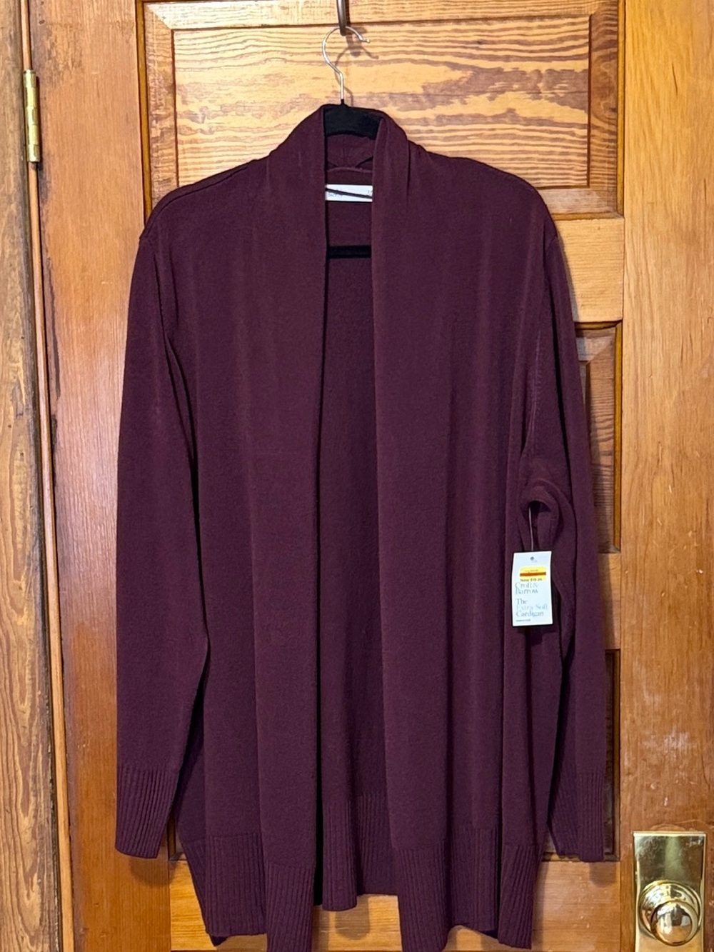 NWT Croft & Barrow Cardigan Plum Color Open Front Size 2x